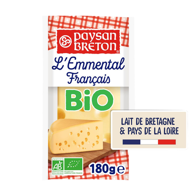 L'emmental bio au lait pasteurisé, PAYSAN BRETON, 29%MG, 180g