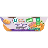 Plat bébé du soir Patate douce carotte et semoule, dès 8 mois - 2x200g- Repas bébé