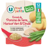 Plat bébé Ecrasé de pomme de terre, haricots verts et dinde, dès 12 mois - 230g - Repas bébé