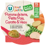 Plat bébé assiette de petits pois et veau bio, dès 15 mois - 250g - Repas bébé