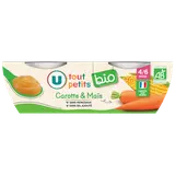 Plat bébé du midi Carotte et maïs, dès 4 mois - 2x120g - Petits pots bébé