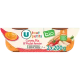 Plat bébé du midi Carotte, riz & poulet fermier, de6 à 12 mois - 2x200g - Repas bébé