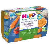 HIPP MON DINER BONNE NUIT - Risotto de légumes, dès 8 mois - 2x190g -Petits pots bébé