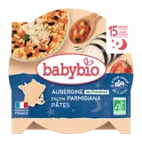 BABYBIO - Plat bébé du soir Aubergines façon parmigiana & macaroni, dès 8 mois - 260g