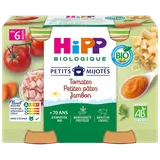 HIPP PETITS MIJOTES - Petits mijotés tomates petites pâtes jambon, de6à 12 mois - 2x190g - Petits pots bébé