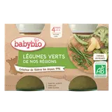 BABYBIO - Plat bébé du midi Légumes verts, dès 4 mois - 2x130g