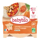 BABYBIO - Plat bébé du midi Légumes à la basquaise & poulet, dès 8 mois - 260g