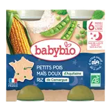BABYBIO - Plat bébé du soir Petit pois maïs riz, de 6 à 12 mois - 2x200g