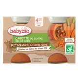 BABYBIO - Plat bébé du midi Carotte des landes potimarron, dès 4 mois-2x130g