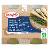 BABYBIO - Plat bébé du soir Panais haricots verts riz, de 6 à 12 mois-2x200g