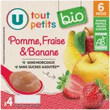 Dessert bébé pomme fraise banane, de 6 à12 mois - 4x100g - Petits potsbébé