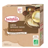 BABYBIO - Crème semoule cacao, 8 mois et plus - 4x85g