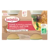 BABYBIO - Dessert bébé Pomme mirabelle quetsche, dès 4 mois - 2x130g