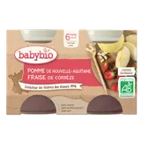 BABYBIO - Purée de délice de pomme fraise, de 6 à 12 mois - 2x130g