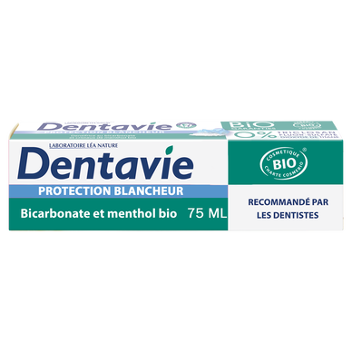 Dentifrice soin blancheur bio DENTAVIE, tube de 75ml