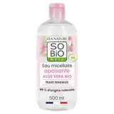 Eau micellaire 3en 1 aloé vera bio SO BIO, flacon de 500ml