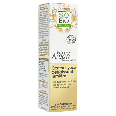 Soin yeux lumière revitalisant peaux matures précieux argan SOBIO, 15ml