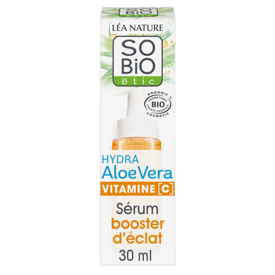 Sérum visage booster éclat hydratant 24H, Aloe Vera/Vitamine C SO BIO30ml