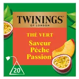 Thé vert saveur pêche passion TWINING, x20 sachets, 30g