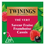 Thé vert saveur fraise framboise cassis TWINING, x20 sachets, 30g