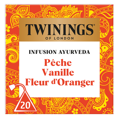 Infusion Ayurveda pêche vanille fleur d'oranger TWININGS - 20 sachets