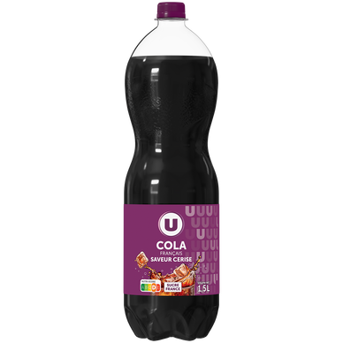 Boisson gazéifiée saveur cola et cerise avec sucre et édulcorant, - 1,5l