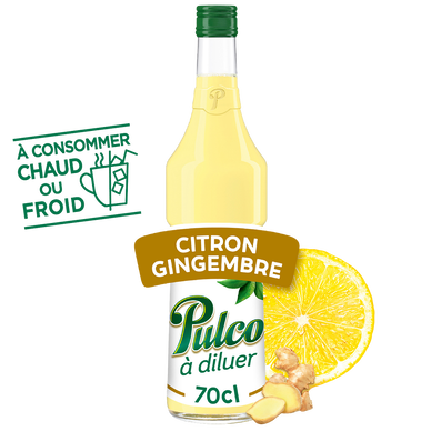 Boisson concentrée à diluer citron et gingembre PULCO - bouteille de 70cl