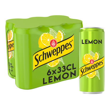 Soda saveur citron SCHWEPPES - le pack de 6 canettes de 33cl