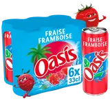 Boisson aux fruits fraise framboise OASIS - 6 canettes de 33cl