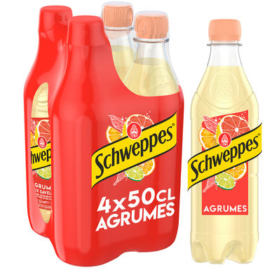 Soda saveur Agrumes SCHWEPPES - le pack de 4 bouteilles de 50cl