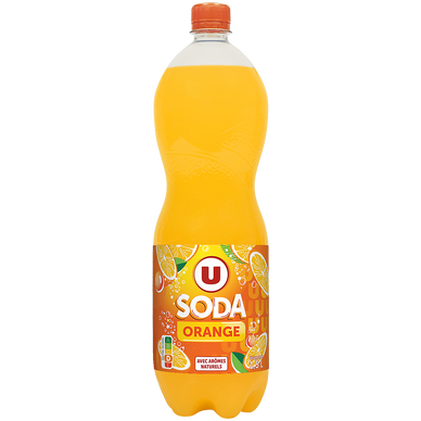 Boisson gazéifiée au jus d'orange à base de concentré avec sucre et édulcorant  1,5L