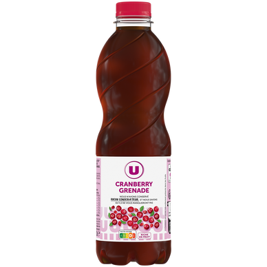 Boisson Cranberry Grenade sans sucres ajoutés  PET 1L