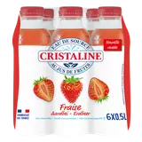 Eau de source aromatisée à base de jus de fruit fraise CRISTALINE - 6x50cL