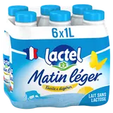 Lait sans lactose UHT MATIN LEGER LACTEL - Bouteille 6x1L