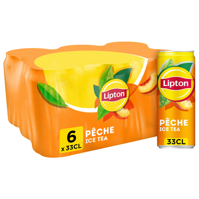 Boisson Thé Glacé Pêche - LIPTON ICE TEA - Pack Canettes 6x33cl