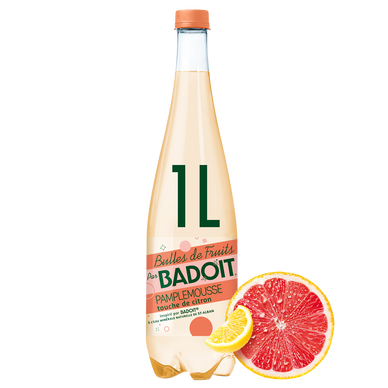 Eau gazeuse aromatisée pamplemousse/citron BADOIT BULLES DE FRUITS - 1l