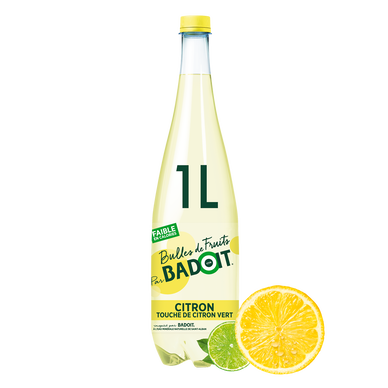 Eau gazeuse aromatisée citron/citron vert BADOIT BULLES DE FRUITS - 1l