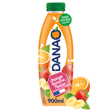 Boisson au jus de fruits et au lait Orange Banane Fraise DANAO - Bouteille 900ml