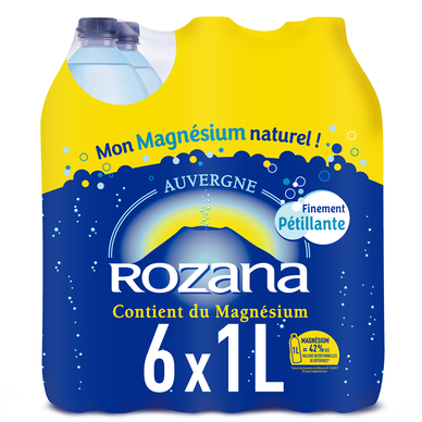 Eau minérale naturelle gazeuse ROZANA, 6x1l