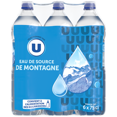 Eau de source de montagne  6 bouteilles bouchon sport de 75cl