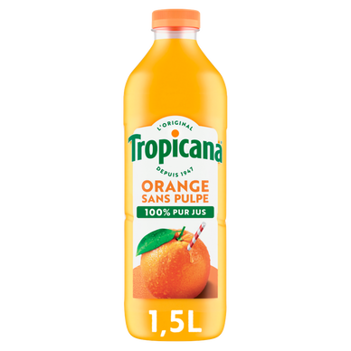 Pur jus d'orange sans pulpe TROPICANA, 1,5l