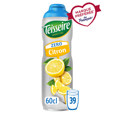 Boisson concentrée à diluer Citron Zéro sucres TEISSEIRE, bidon 60cl
