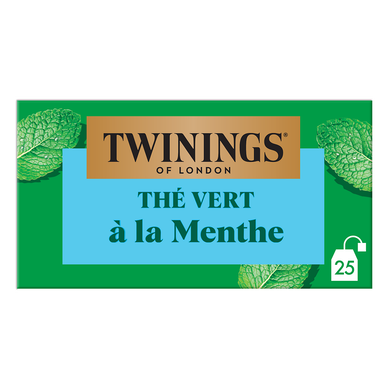 Thé vert à la menthe TWININGS, 25 sachets, 37,5g