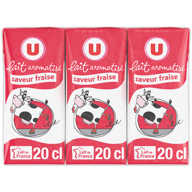 Lait aromatisé fraise, 6 briquettes de 20cl