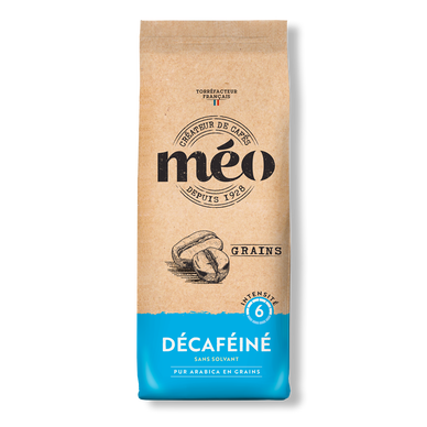 Café en grains décaféiné MEO, paquet 250g