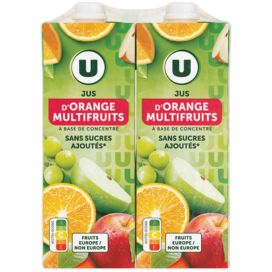 Jus à base de concentré orange & multifruits brique 4x1L