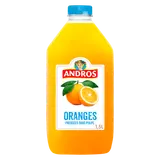Pur jus réfrigéré orange sans pulpe sans sucres ajoutés ANDROS - Bouteille 1,5L