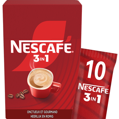 Café soluble au lait sucré 3 en 1 Boite de 10 sticks NESCAFE 155g