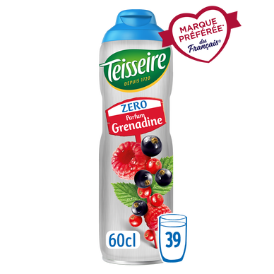 Boisson concentrée à diluer Grenadine Zéro sucres TEISSEIRE, bidon 60cl
