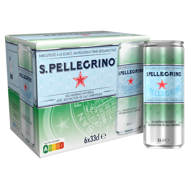 Eau minérale naturelle gazeuse SAN PELLEGRINO - 6x33cl CAN